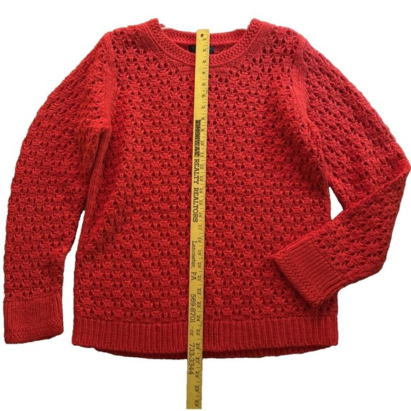 Banana Republic Crochet Star Stitch Wool Sweater Womens XL Tamale Italian Yarn - Picture 9 of 14